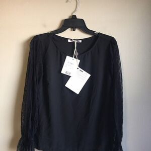 NWT Paolo Casalini small black long sleeved top